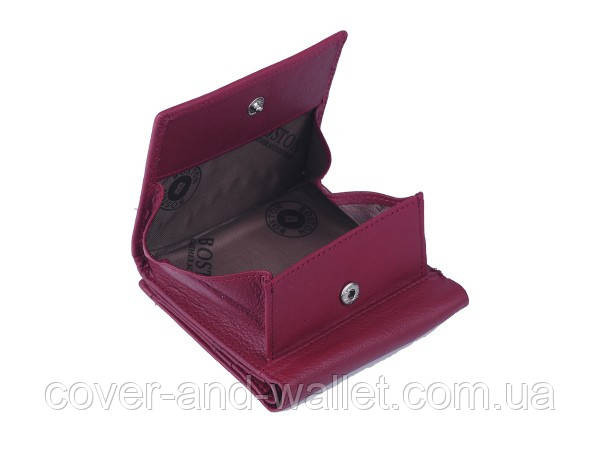 Маленький бордовий жіночий шкіряний гаманець з монетницею на кнопці ST Leather 219 Київ - фото 5