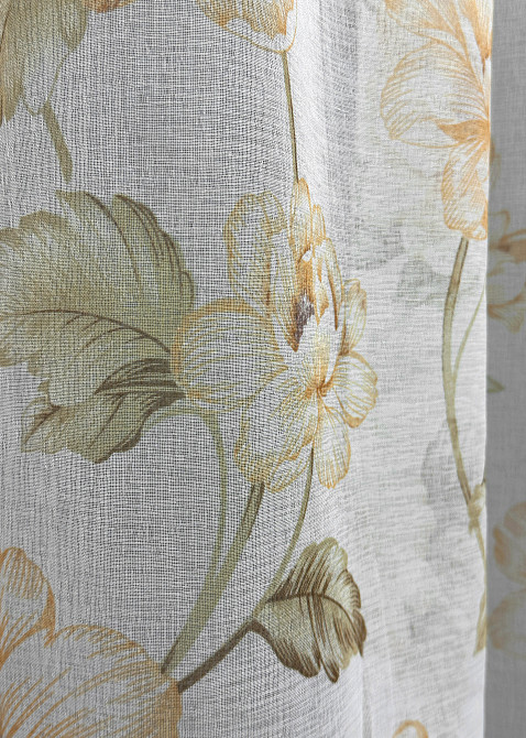 Тюль VR-Textil 1865т Flora Батист Белый с зеленым и оранжевым 300х270 см (42-0823) Киев - изображение 6
