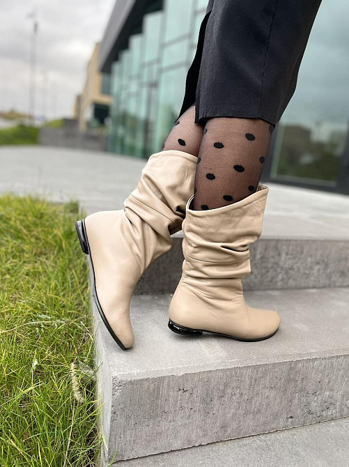 Nivelle Напівчоботи жіночі NIVELLE бежеві натуральна шкіра з хутром висота 24см обхват 34-36см Коломия - фото 9