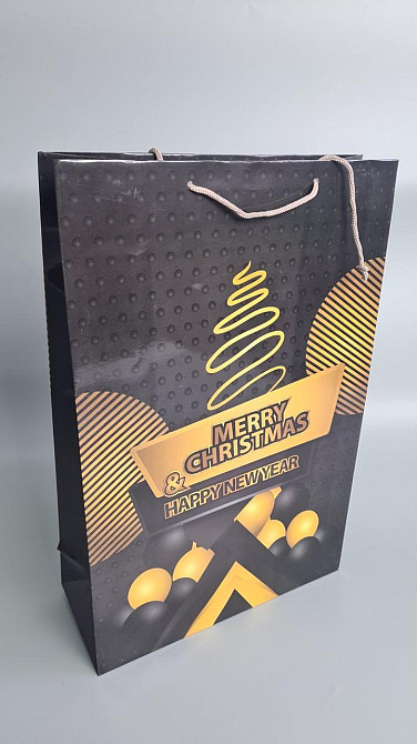 Новорічний,картонні пакети з ручками Гігант вертикальний 30х47х12-010 (12 шт.) Харків - фото 2