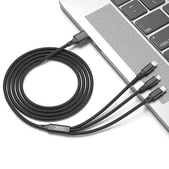Кабель XO 3in1 USB - Lightning + MicroUSB + Type-C 1.2м, чорний Львів