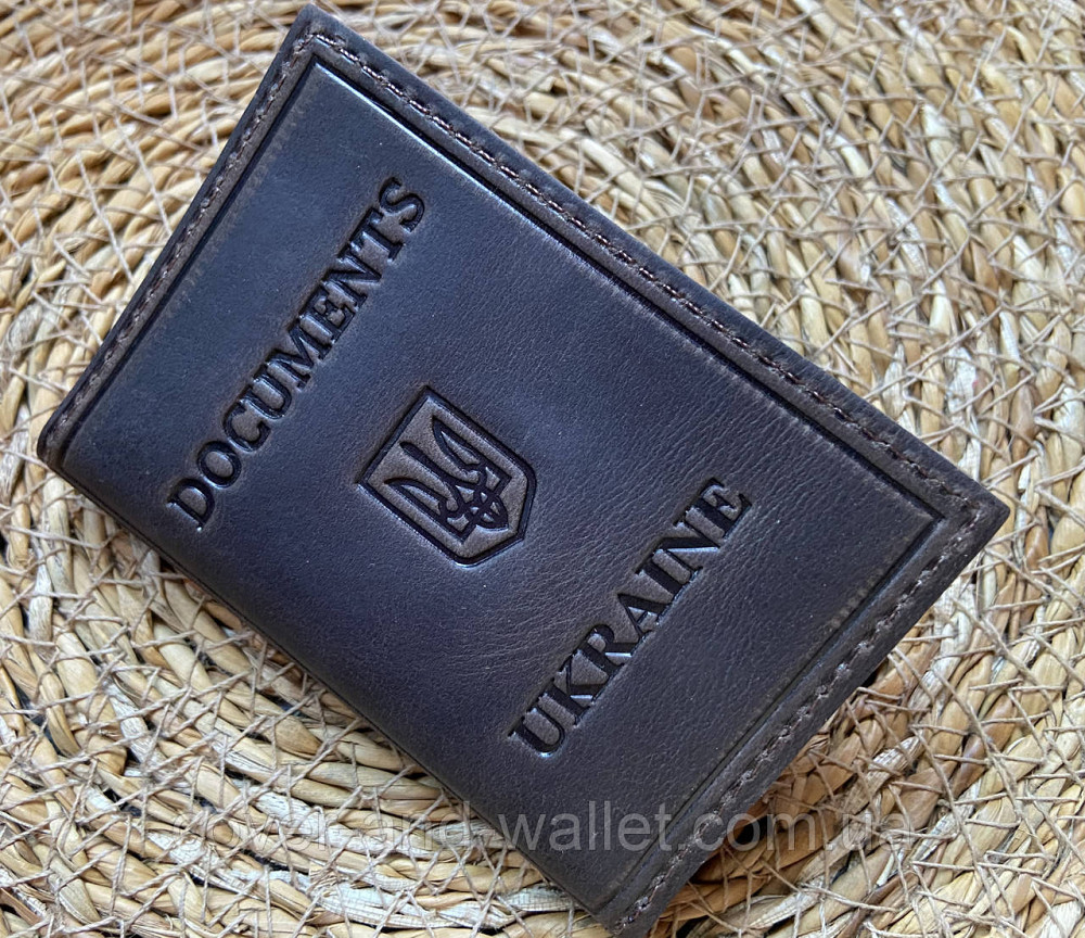 Коричнева шкіряна обкладинка на ID паспорт та авто документи Puos Київ - фото 5