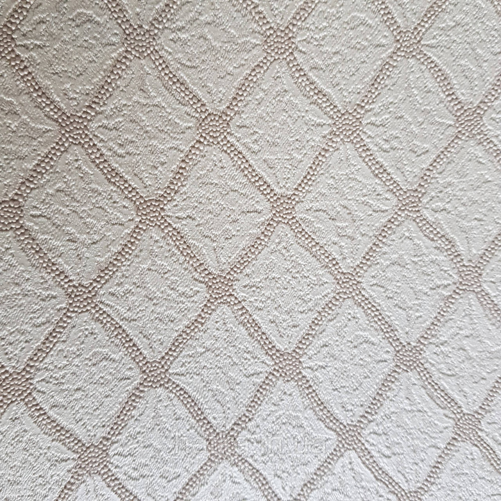 Обои метровые винил на флизелине Decowall Retro полоски фигуры сеткой структурные бежевые на молочном Киев - изображение 1