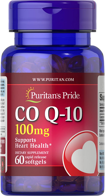 Коэнзим Q-10, Co Q-10, Puritan's Pride, 100 мг, 60 гелевых капсул быстрого высвобождения Луцьк - фото 1
