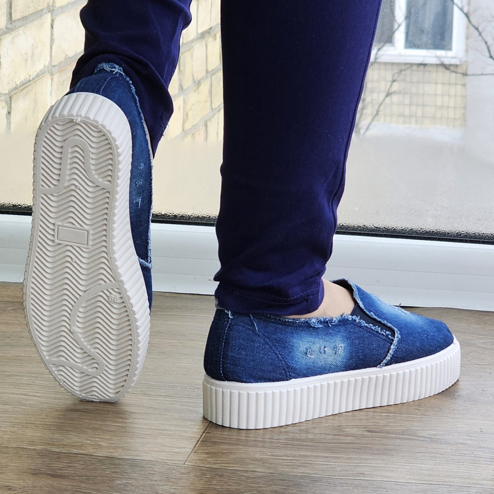 Женские Джинсовые Слипоны Мокасины на Высокой Толстой Подошве (размеры: 36,37,38) - 211 Днепр - изображение 3