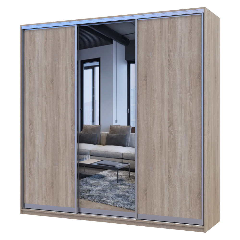 Шкаф-купе трехдверный Doros Сити Лайт 225х60х225 см Дуб сонома/1 Зеркало (DRS-011098) Львов - изображение 6