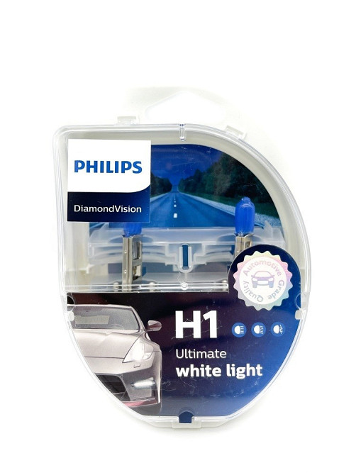 Комплект галогенных ламп PHILIPS H1 12258DVS2 Diamond Vision 5000K 55W 12V P14,5s (2 шт) Харьков - изображение 3