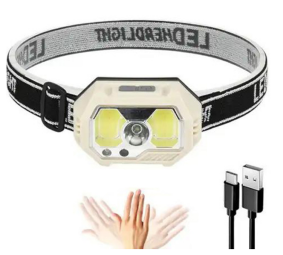 Налобный фонарь SH-S31-XPE+COB, Белый, Красный, Motion Sensor, встроенный аккумулятор, ЗУ Type-C Днепр