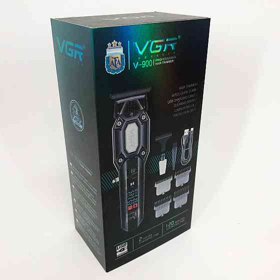 Акумуляторна машинка для стрижки VGR V-900 з дисплеєм бездротова для стрижки волосся. TW-347 Колір: чорний Київ