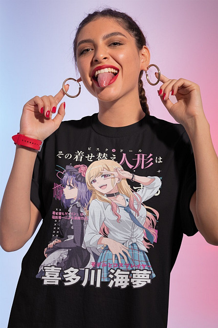Футболка чоловіча з аніме принтом Марін Кітагава Мй Дресс оверсайз (S/M/L) Чорний AnimeJ0009 Дніпро - фото 1