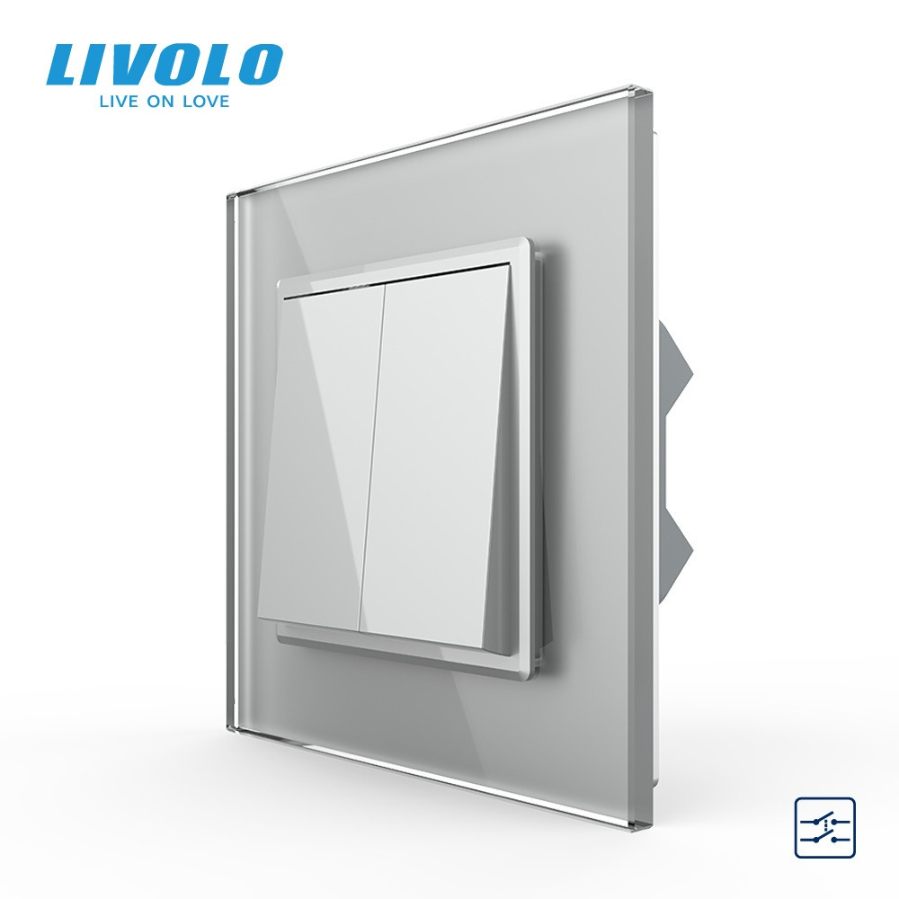 Двоклавішний перехресний вимикач Livolo сірий (VL-C7FCMM10A-1IP) Коломия - фото 8