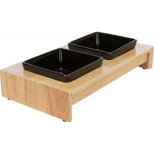 Миски Trixie для собак двойные на деревянной подставке черные керамические 2x200 мл/10х10 см Киев - изображение 2