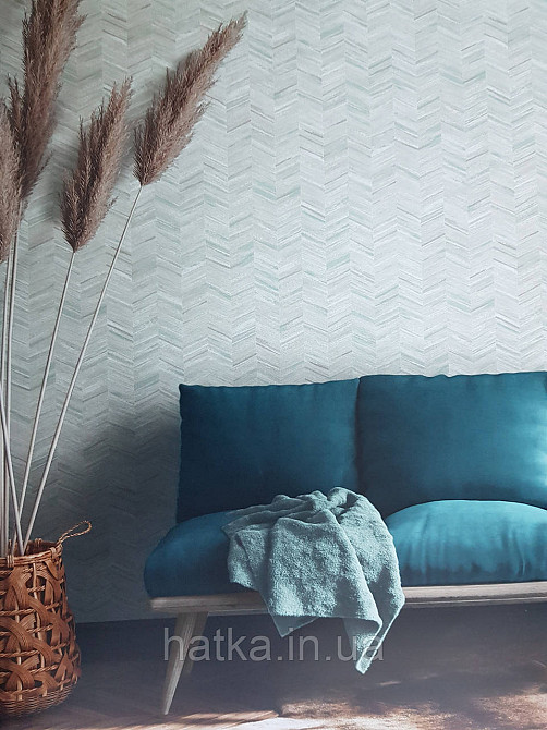 Обои  виниловые на флизелине AS creation Geo Effect 0.53х10 геометрия елочка белый серый бирюза 38309-4 Киев - изображение 1