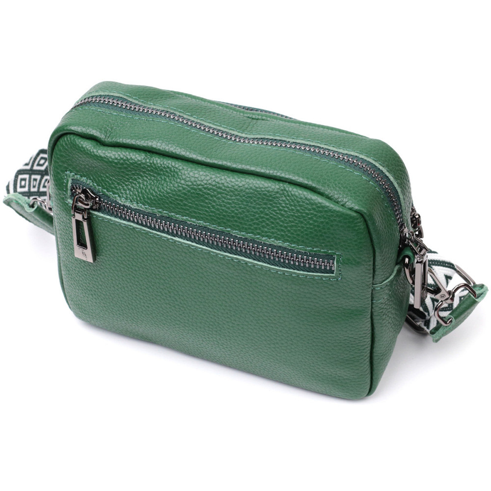 Модная женская сумка кросс-боди из натуральной кожи Vintage 22296 Зеленая Киев - изображение 2