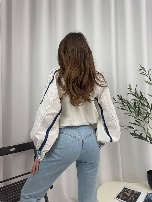 Женская современная вышиванка с геометрическим орнаментом 80% хлопок, 20% полиэстер. 44 Одесса - изображение 2