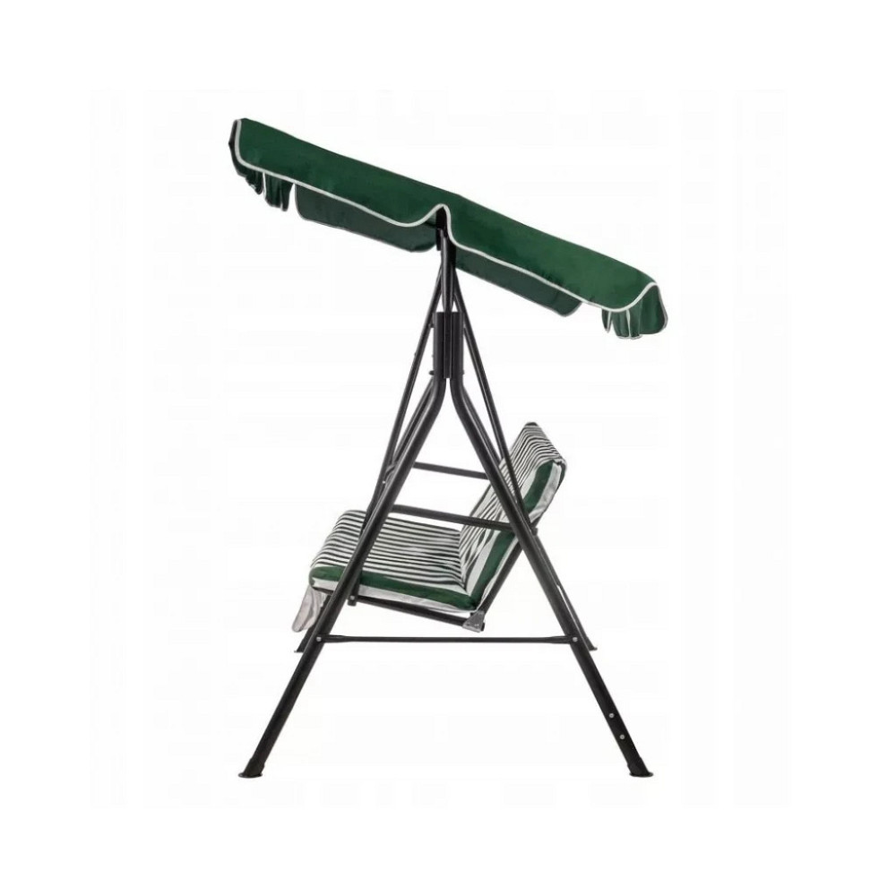 Садовые трехместные качели 160 см зелёно-белые в полоску Киев - изображение 4