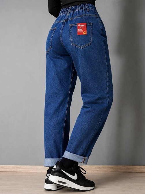 Джинсы женские Vanver 2110 Mom Jeans бананы на резинке большие размеры синие, синий, З4, 34, 95 см, 121 см Киев - изображение 3