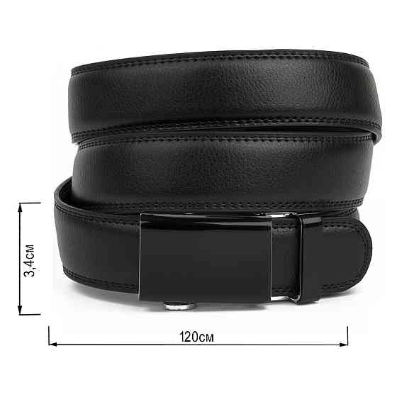 Ремень мужской c двойной строчкой тонкий Vintage 20312 Черный Киев