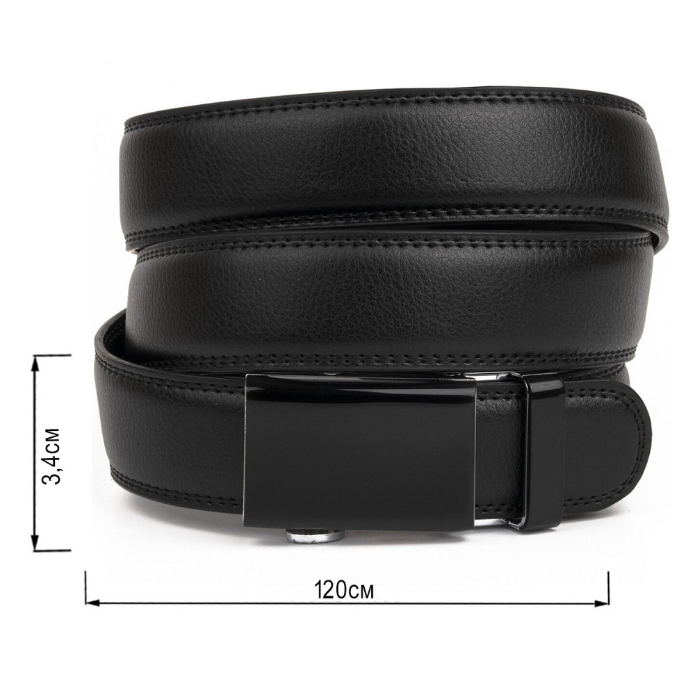 Ремень мужской c двойной строчкой тонкий Vintage 20312 Черный Киев - изображение 6