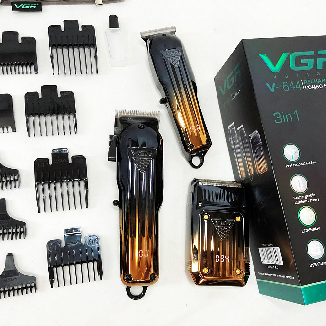 Комплект VGR 3 в 1 V-644 акумуляторна машинка для стрижки, триммер та MW-369 електробритва шейвер Київ - фото 5