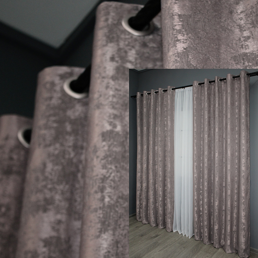 Комплект штор на люверсах VR-Textil Жаккард Sultan YL № 1210ш Серо-пудровый 150х250 см 2 шт (37-0057) Киев - изображение 1