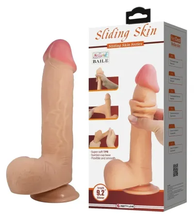 Фаллоимитатор на присоске, с эффектом скользящей кожи LyBaile - Sliding Skin 9,2'' Flesh, BW-008040LP Sex Aura Киев