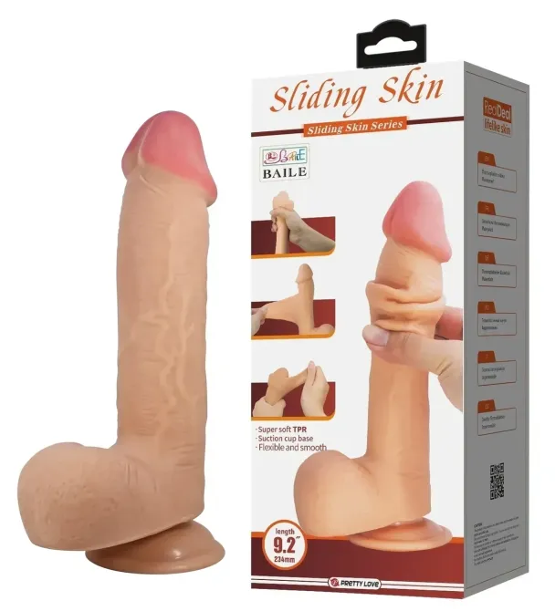 Фаллоимитатор на присоске, с эффектом скользящей кожи LyBaile - Sliding Skin 9,2'' Flesh, BW-008040LP Sex Aura Киев - изображение 2