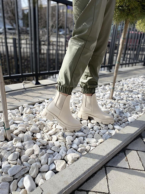 Черевики жіночі GREMMY бежеві натуральна шкіра весна-осінь высота 13 см (4305) Коломия - фото 4