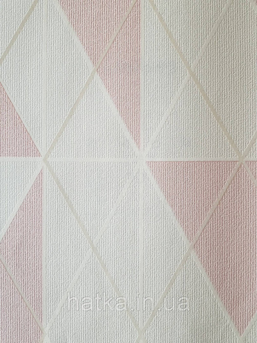Шпалери вінілові на флізеліні Marburg Chelsea 0.53х10 квадрати ромби рожеві білі сріблясті смуги Київ - фото 2