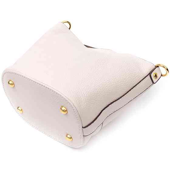 Компактна сумка жіноча з автономною косметичкою всередині з натуральної шкіри Vintage 22365 Біла Київ