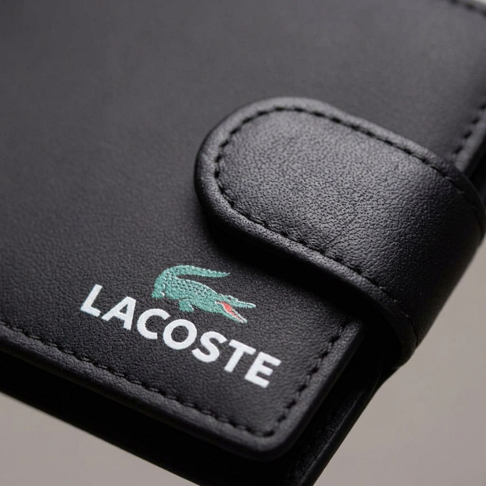 Кожаное мужское портмоне на кнопке Lacoste (1724-1) Киев - изображение 6