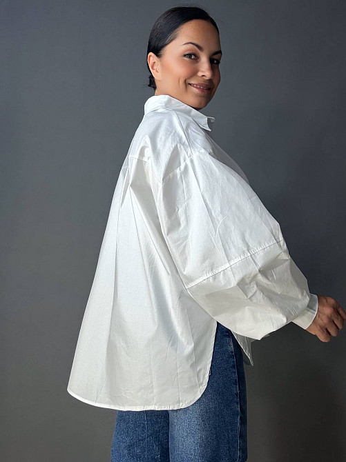 Рубашка женская Lan Lan 7503 оверсайз широкая длинная с пышным рукавом, белый, one size Киев - изображение 17