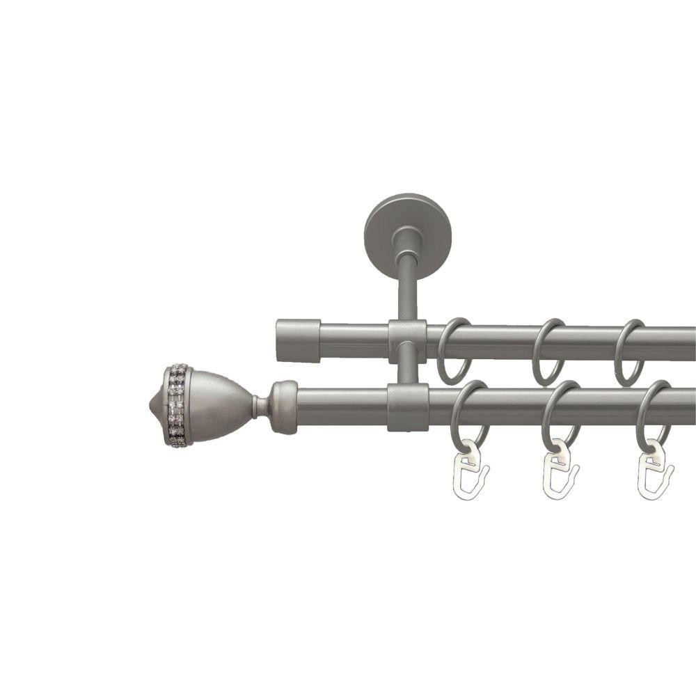 Карниз Orvit Етернія металевий дворядний закритий гладка труба кільце металеве Сатин 16\16 мм 160 см Львов - изображение 1