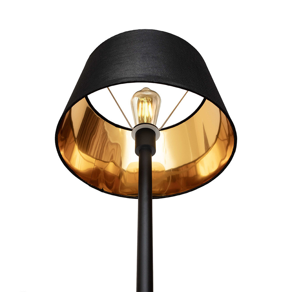 Торшер MSK Electric з чорним плафоном із тканини під лампу Е27 з чорною основою NL 3621 BK+BK Одеса - фото 4