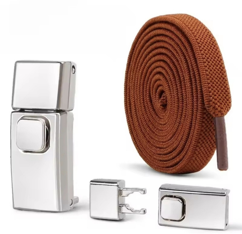 Еластичні шнурки без зав'язок з металевими застібками Коричневий Смела - изображение 1