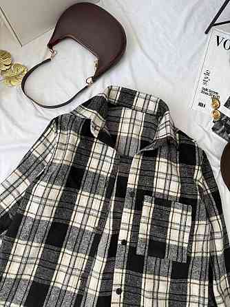 Женская базовая теплая рубашка в клетку ворсистая байка Одесса