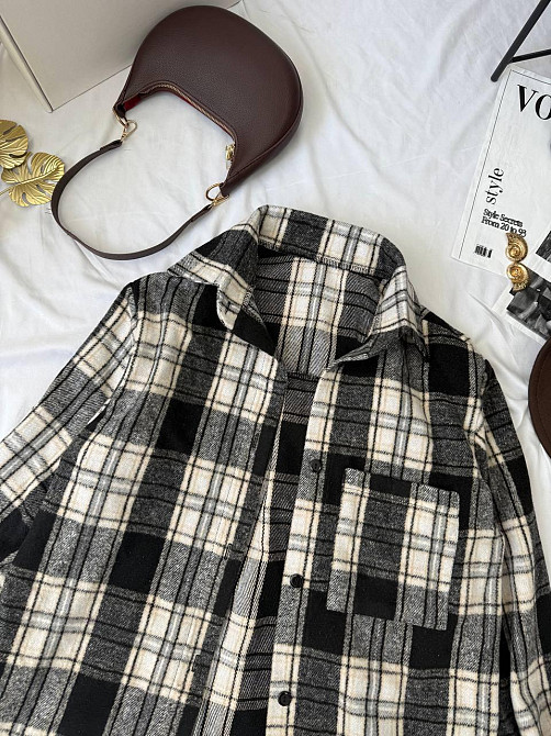 Женская базовая теплая рубашка в клетку ворсистая байка Одесса - изображение 3