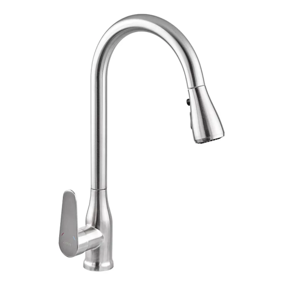 Смеситель для кухни с выдвижной лейкой Zerix PUL-014 из нерж. стали SUS304 (ZX5034) Киев