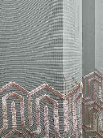 Тюль фатин з вишивкою колір білий з пудровим 1506т Київ