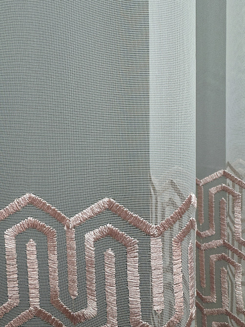 Тюль фатин з вишивкою колір білий з пудровим 1506т Київ - фото 4