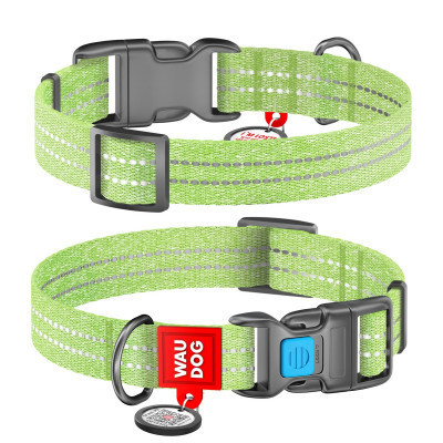 Ошейник для животных WAUDOG Re-cotton с QR паспортом светоотражающий Ш 20 мм Д 28-40 см салатовый (02885) Винница - изображение 4