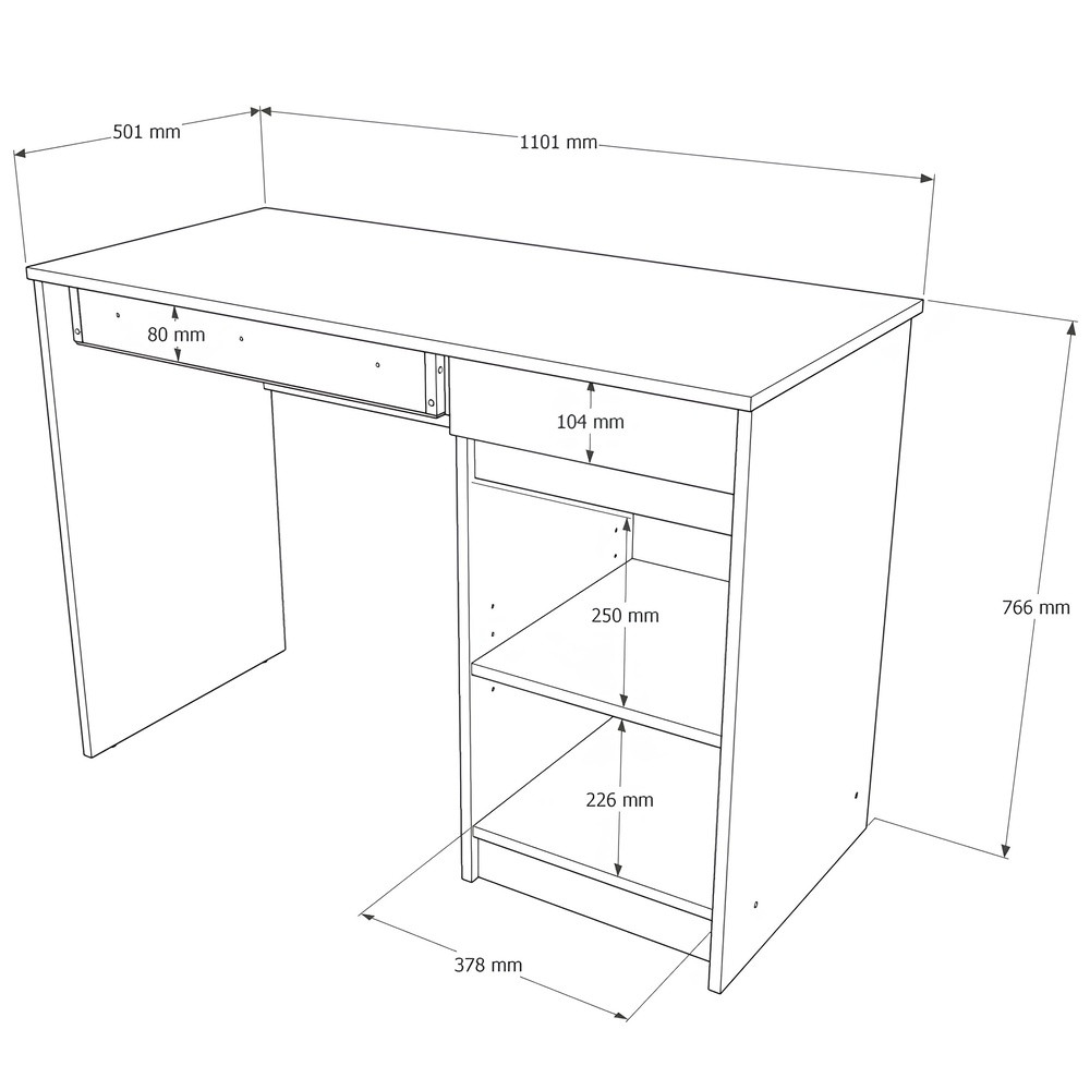 Письменный стол с 2 ящиками и закрытой секцией Эверест Сити-1100 110,1х50,1х76,6 см Дуб cонома/Белый (DTM-071104) Львов - изображение 6