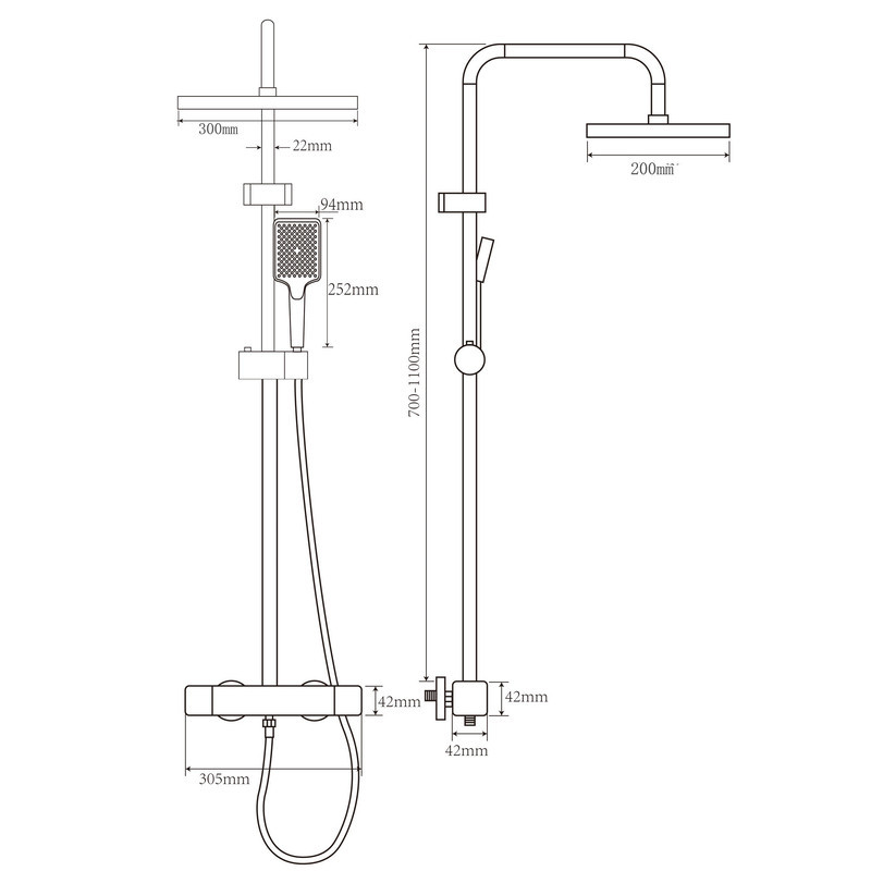 Душова колона зі змішувачем з алюмінію CHAMPION PBC-009-J SILVER, 3 режими (CH6547) Київ - фото 4