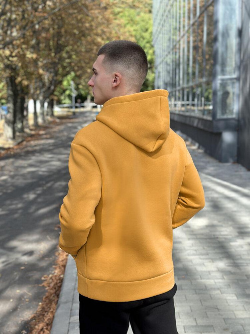 Тепле чоловіче худі на флісі з капюшоном жовте Pobedov 008 ЗИМА Київ - фото 2