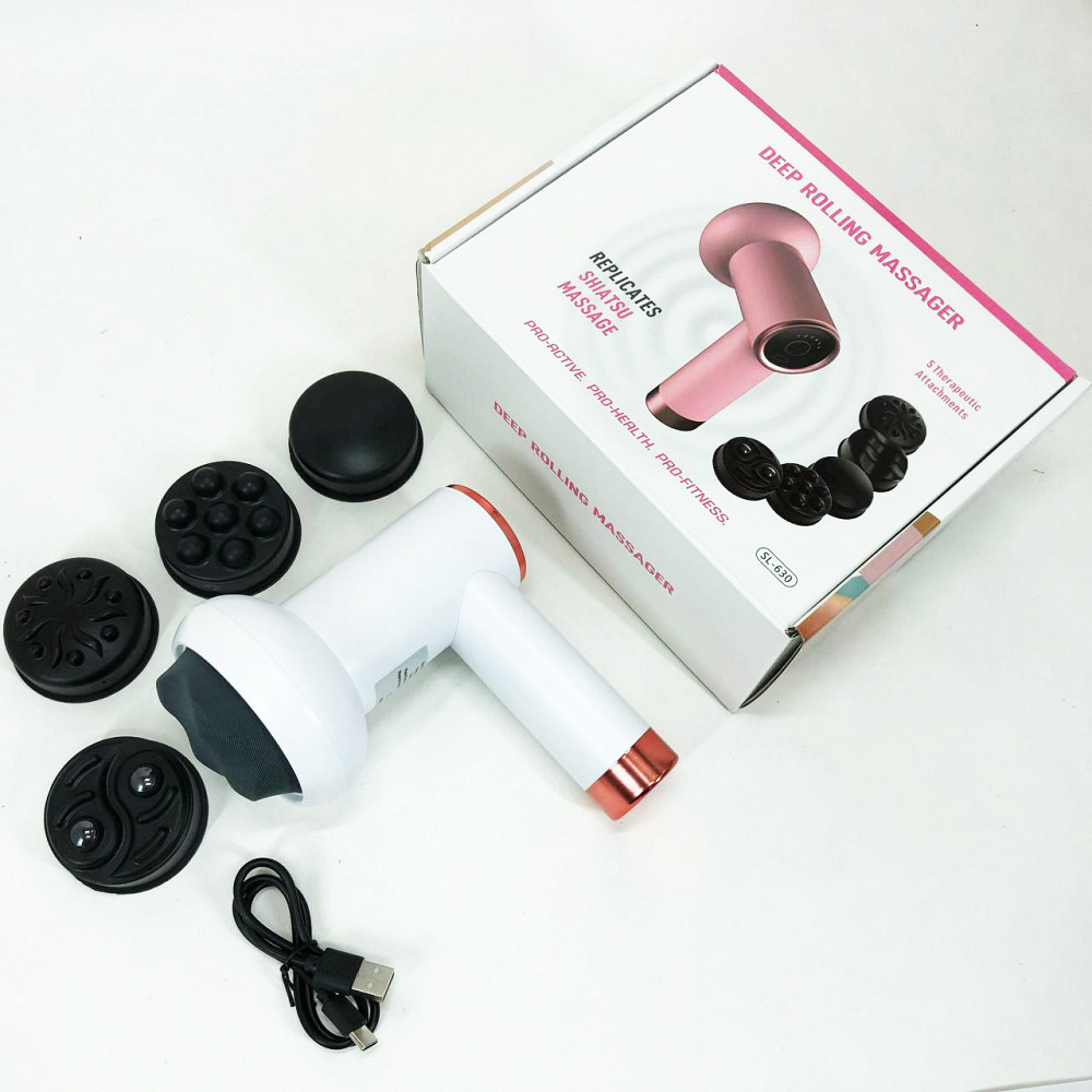 Ручной массажер для шеи и тела Deep Rolling Massager, Профессиональный массажер пистолет NA-62 Львов - изображение 11