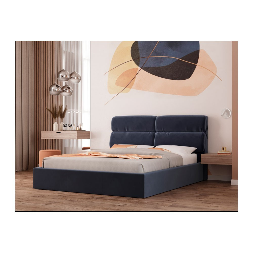 Ліжко EdinburghDesign Roma 08 Comfort з нішею для білизни 180x190 синій Київ - фото 1