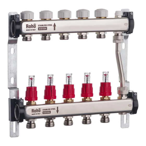 Коллектор с расходомерами и термостатическими клапанами с байпасом Roho R814-05 - 1