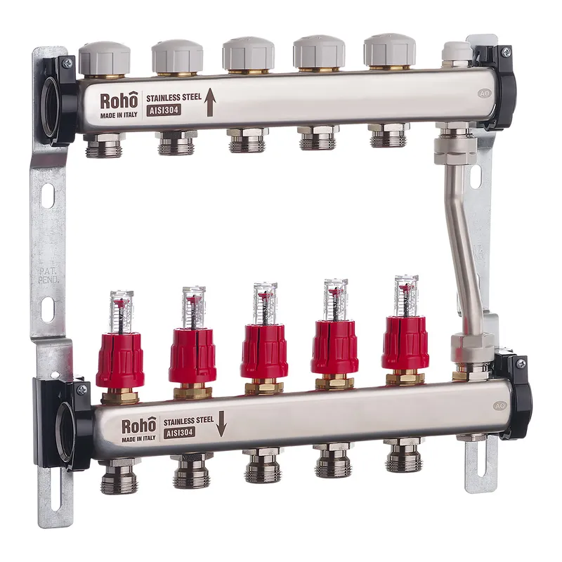 Коллектор с расходомерами и термостатическими клапанами с байпасом Roho R814-05 - 1