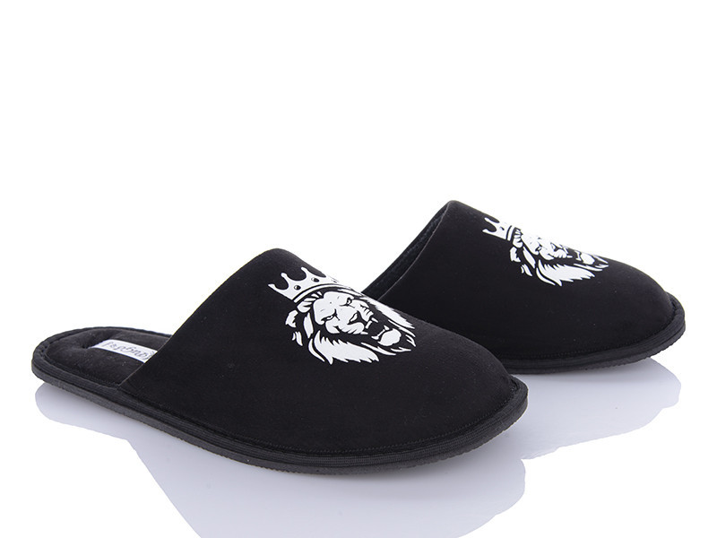 Мужские домашние тапочки закрытый носок черные Лев с короной Одесса - изображение 5