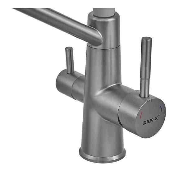 Змішувач для кухні з силіконовим виливом Zerix FUL-021 Graphite Refl.Gray з нержавіючої сталі  SUS304 з виходом для питної води  ( Харків